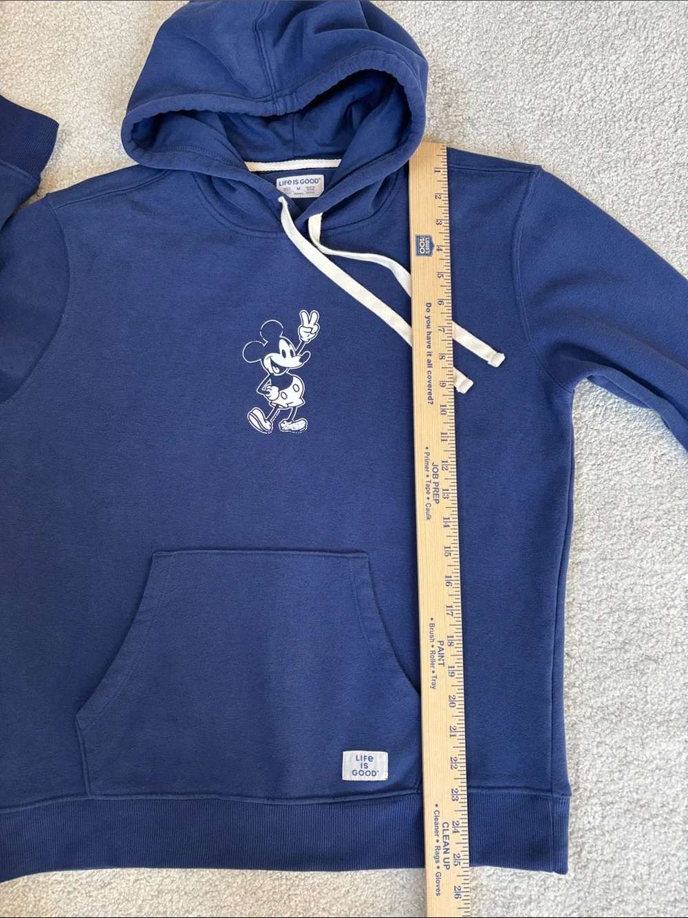 Rare Life Is Good Mickey Mouse Hoodie‎ Sweatshirt Navy Blue Women’s Medium NEW